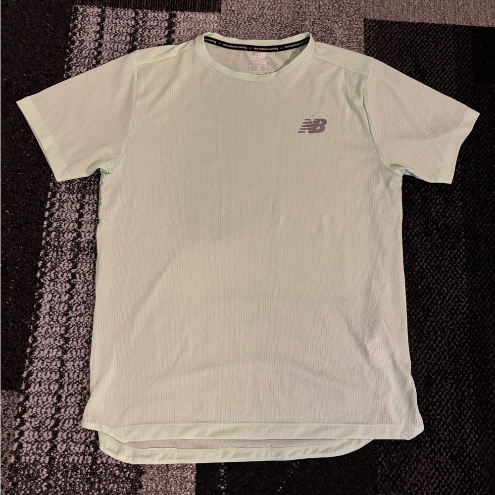 New Balance Mesh Running Shirt in Bright Light Green